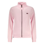Pink cotton women's sweatshirt by Norway 1963 with a casual fit and subtle branding, featuring a soft fabric and comfortable design.