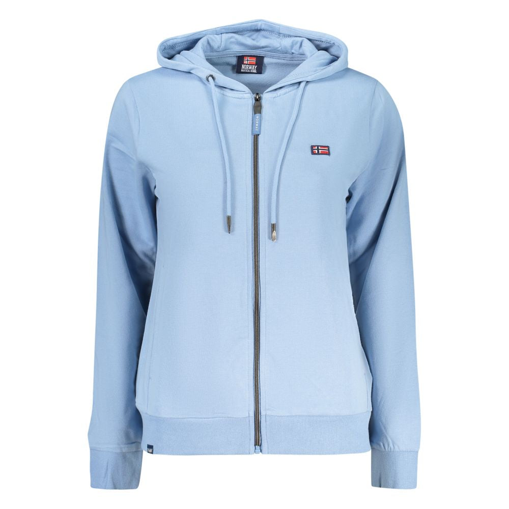 Norway 1963 Azzurro cotton women's hoodie with long sleeves and a relaxed fit, featuring a soft blue color and casual style.