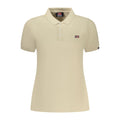 Beige cotton women's polo shirt by Norway 1963, featuring a classic fit and collar, shown on a plain background.