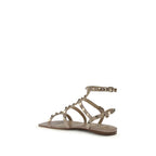 Valentino Garavani Pink Calf Leather Bos Taurus Flat Sandals