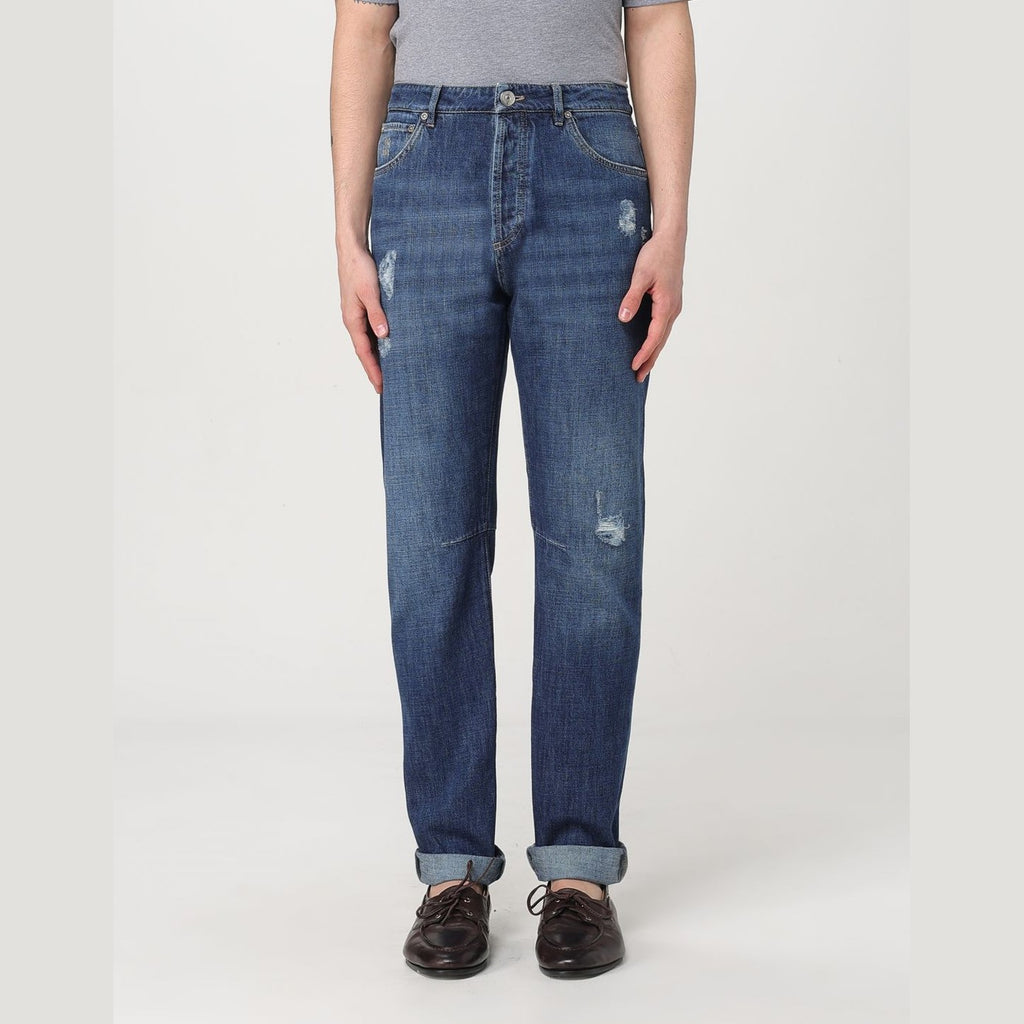 Brunello Cucinelli Blue Denim Straight-Leg Jeans Brunello Cucinelli