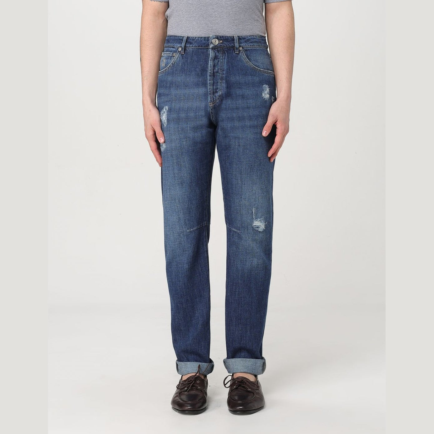 Brunello Cucinelli Blue Denim Straight-Leg Jeans Brunello Cucinelli
