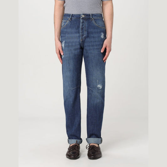 Brunello Cucinelli Blue Denim Straight-Leg Jeans Brunello Cucinelli