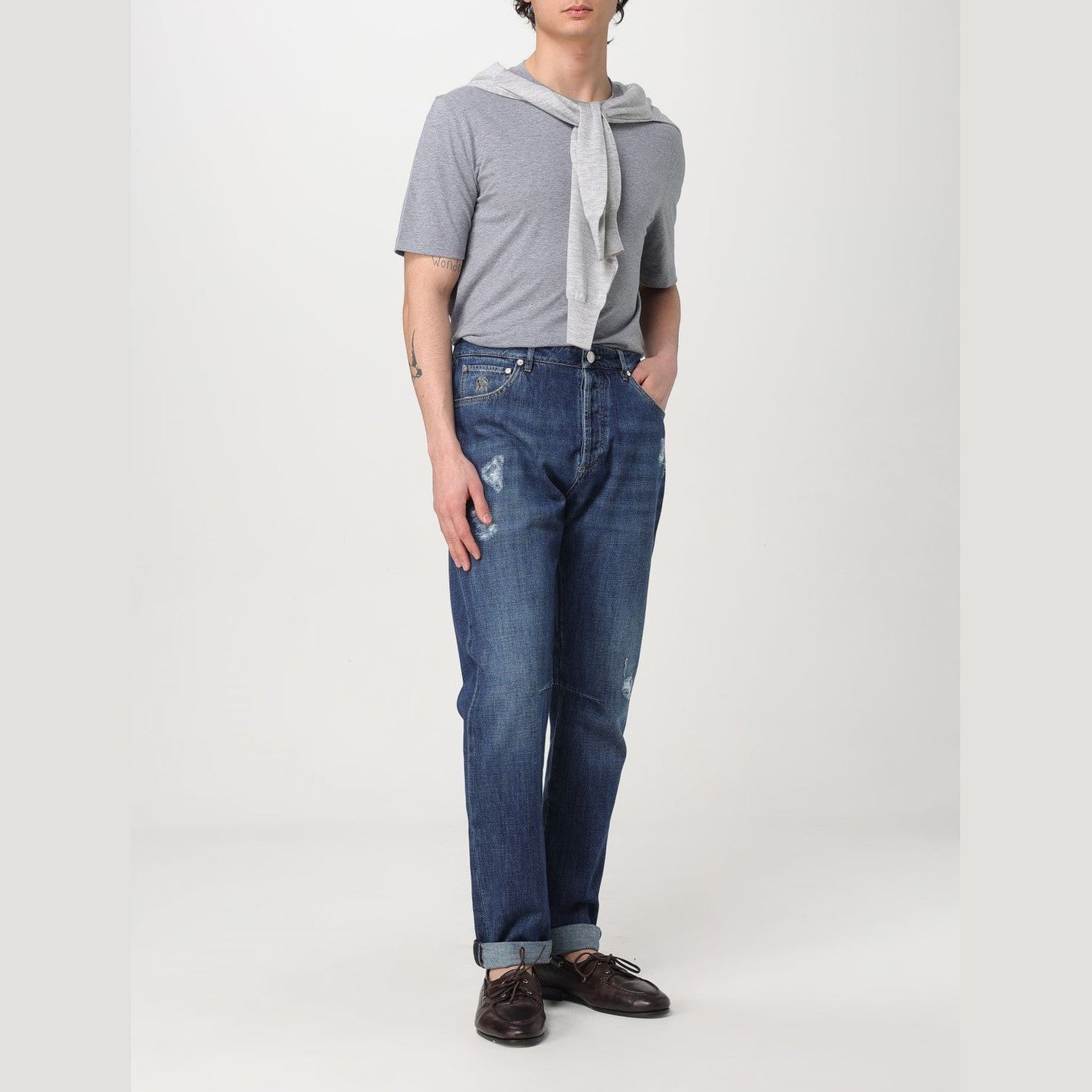 Brunello Cucinelli Blue Denim Straight-Leg Jeans Brunello Cucinelli