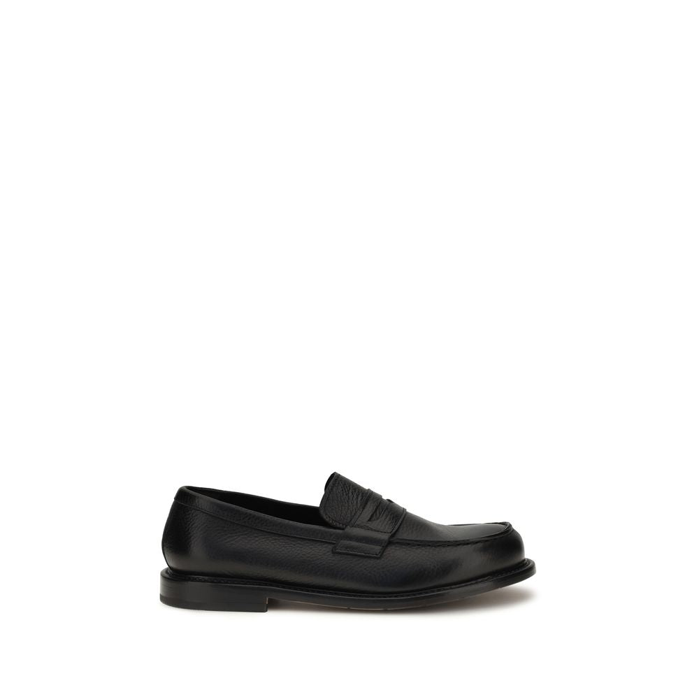 Premiata Black Calf Leather Bos Taurus Slip-On Loafers Premiata