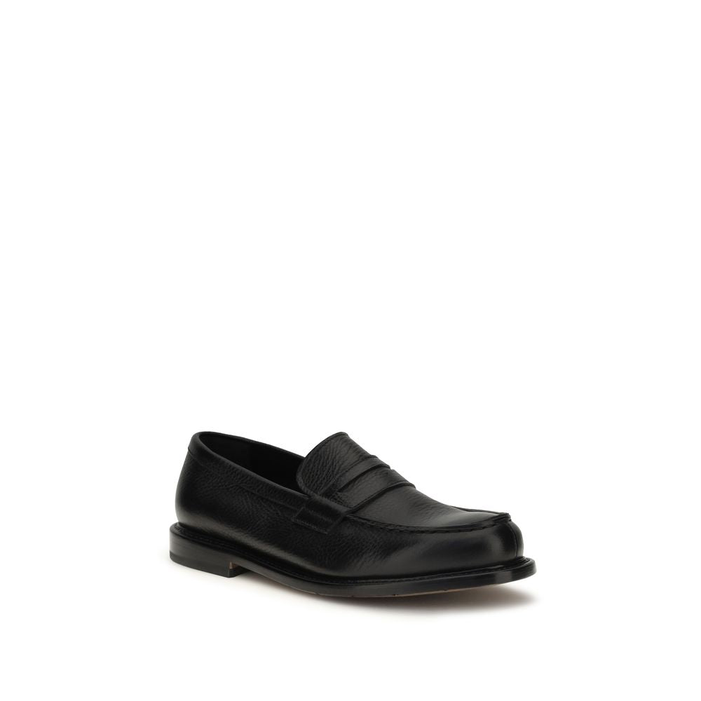 Premiata Black Calf Leather Bos Taurus Slip-On Loafers Premiata