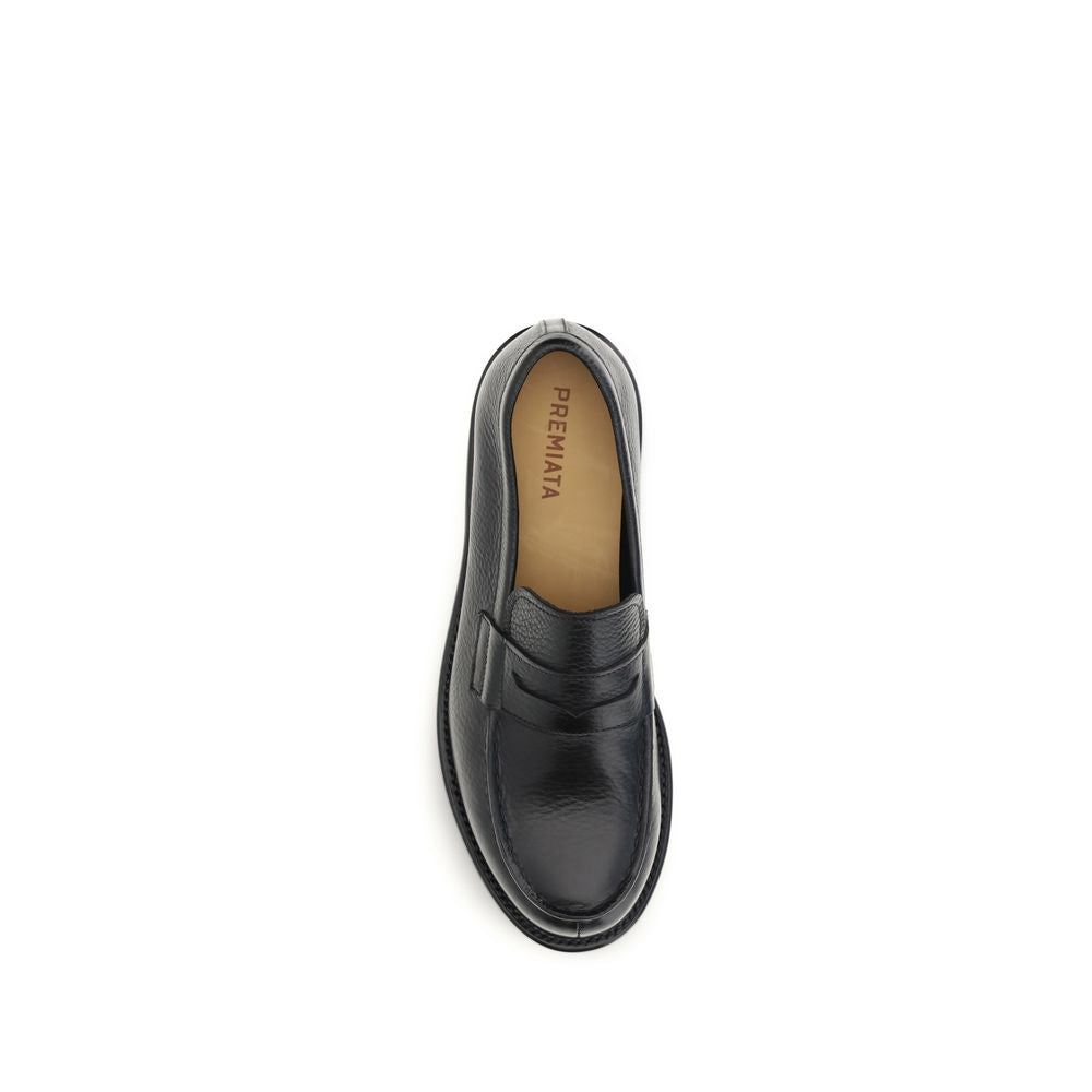 Premiata Black Calf Leather Bos Taurus Slip-On Loafers Premiata
