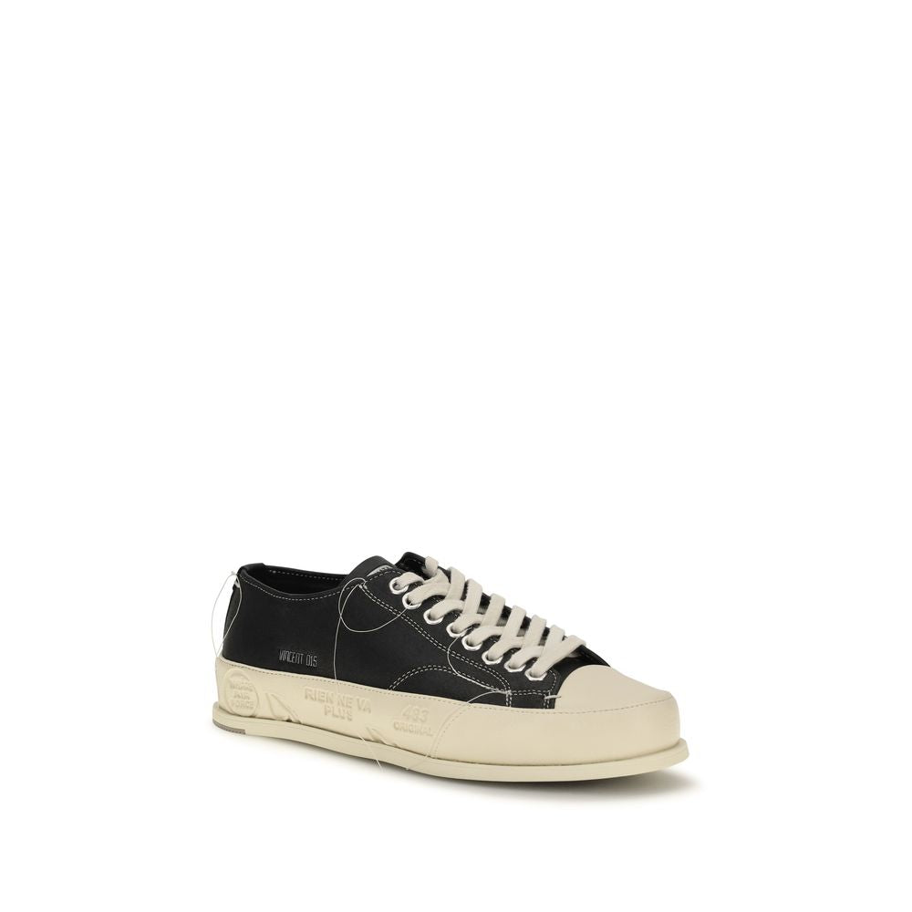 Premiata Black Calf Leather Bos Taurus Low Top Sneakers Premiata
