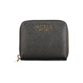 Guess Jeans Nero poliuretano women's wallet showing black polyurethane material with multiple card slots and a sleek design.