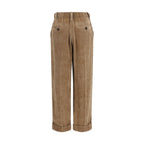 Brunello Cucinelli Brown Viscose Casual Pants