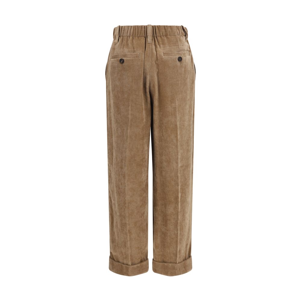 Brunello Cucinelli Brown Viscose Casual Pants Brunello Cucinelli