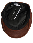 Dolce & Gabbana Men Brown Lamb Leather Newsboy Cloth Capello Hat