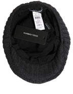 Dolce & Gabbana Men Dark Gray Wool Knitted Newsboy Capello Hat
