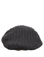 Dolce & Gabbana Men Dark Gray Wool Knitted Newsboy Capello Hat