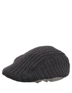 Dolce & Gabbana Men Dark Gray Wool Knitted Newsboy Capello Hat