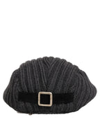 Dolce & Gabbana Men Dark Gray Wool Knitted Newsboy Capello Hat