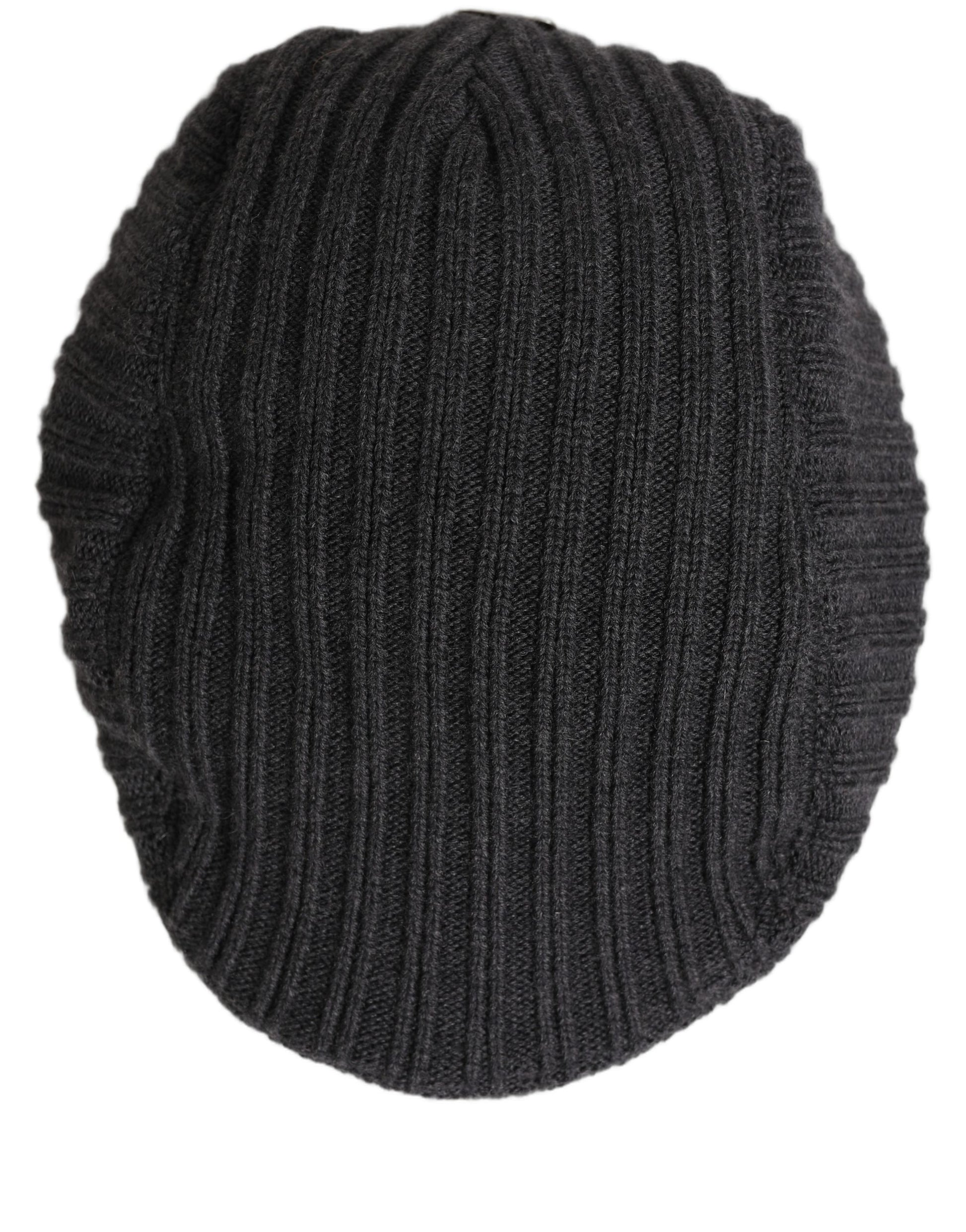 Dolce & Gabbana Men Dark Gray Wool Knitted Newsboy Capello Hat