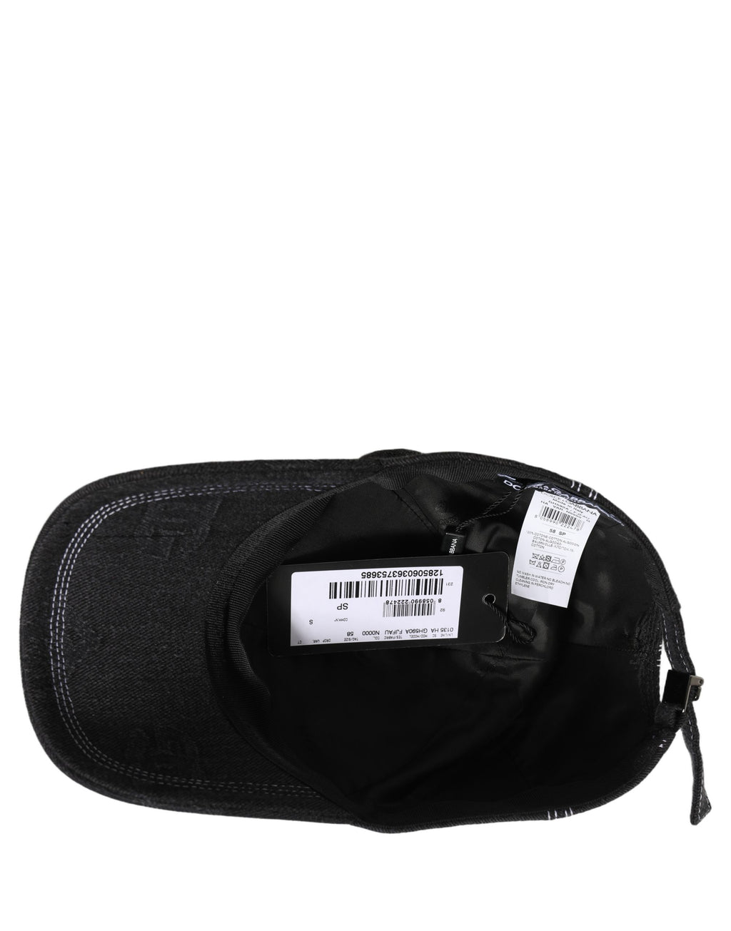 Dolce & Gabbana men's black cotton 6-panel baseball Capello hat with logo detailing and adjustable strap.