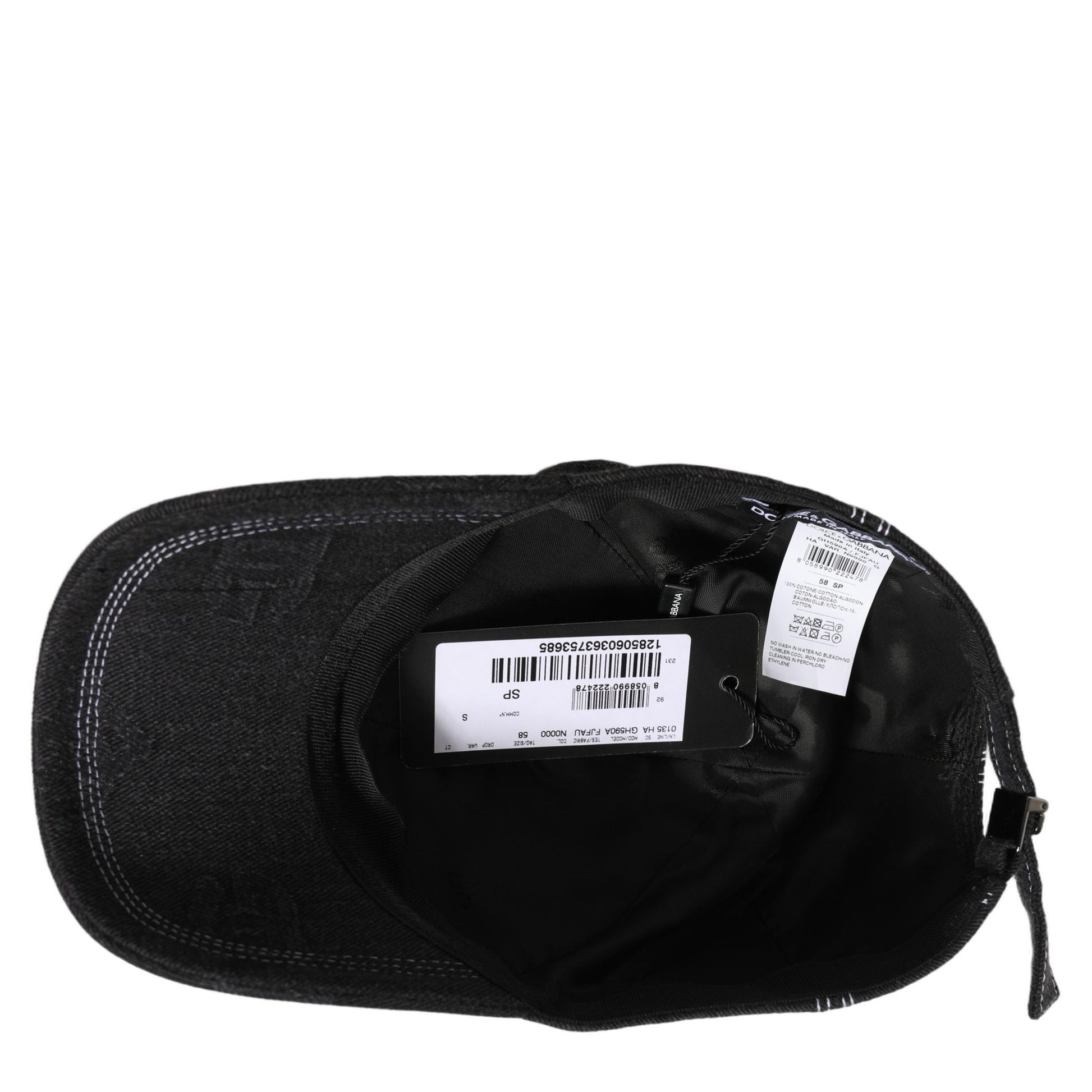 Dolce & Gabbana Men Black Cotton 6 Panel Baseball Capello Hat