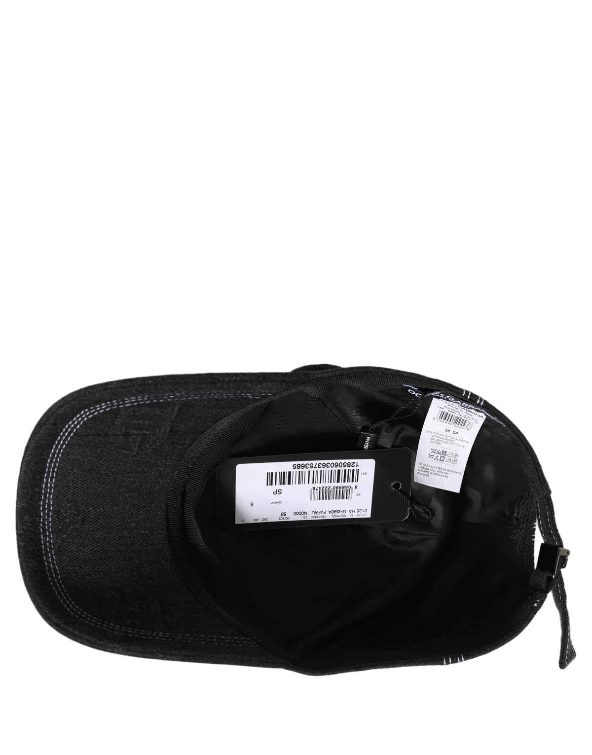 Dolce & Gabbana men's black cotton 6-panel baseball Capello hat with logo detailing and adjustable strap.