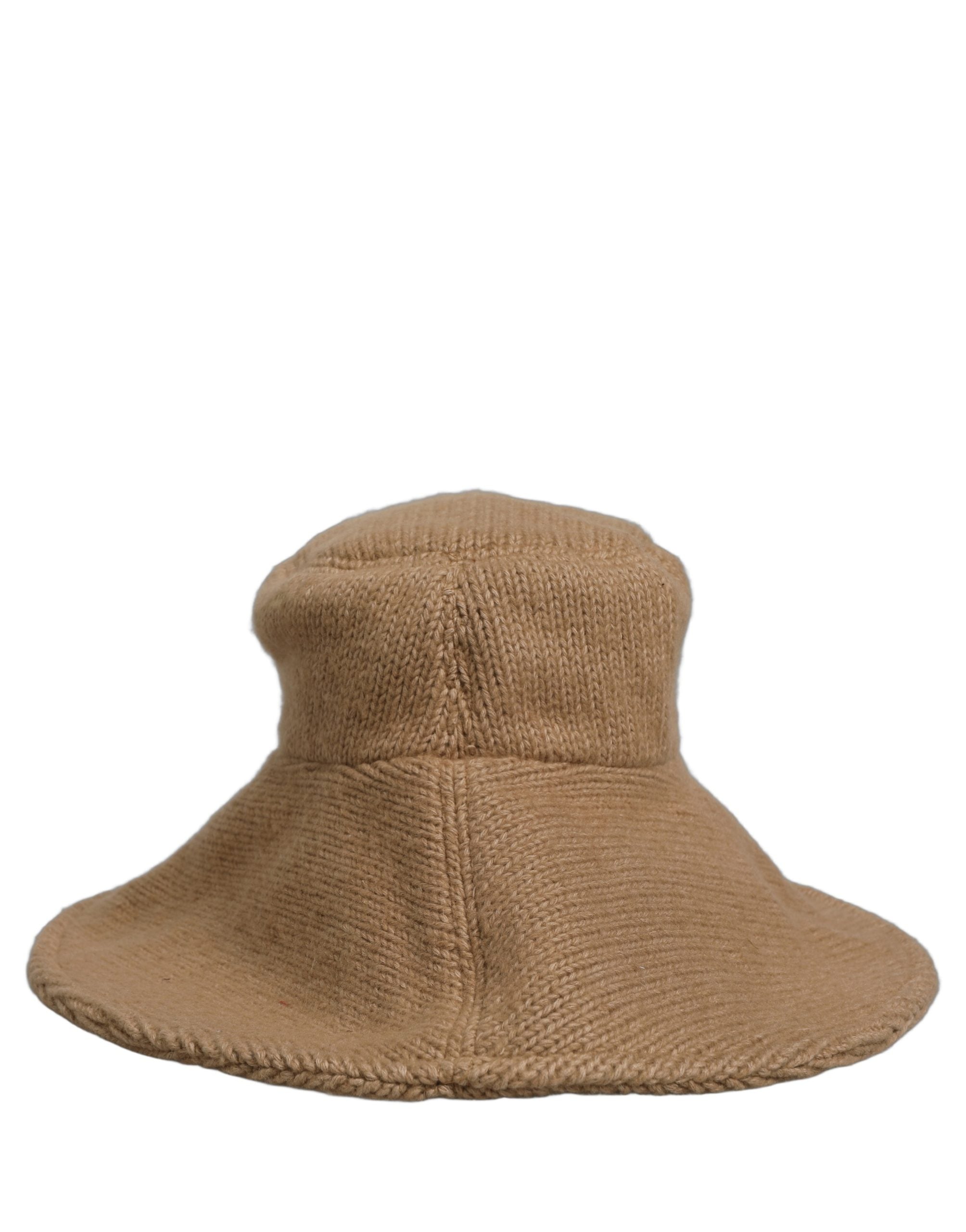 Dolce & Gabbana Women Brown Cotton Knit WideBrim Bucket Capello Hat Dolce & Gabbana