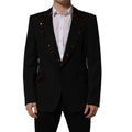 Dolce & Gabbana Black Crystal Embellished Coat Blazer Jacket