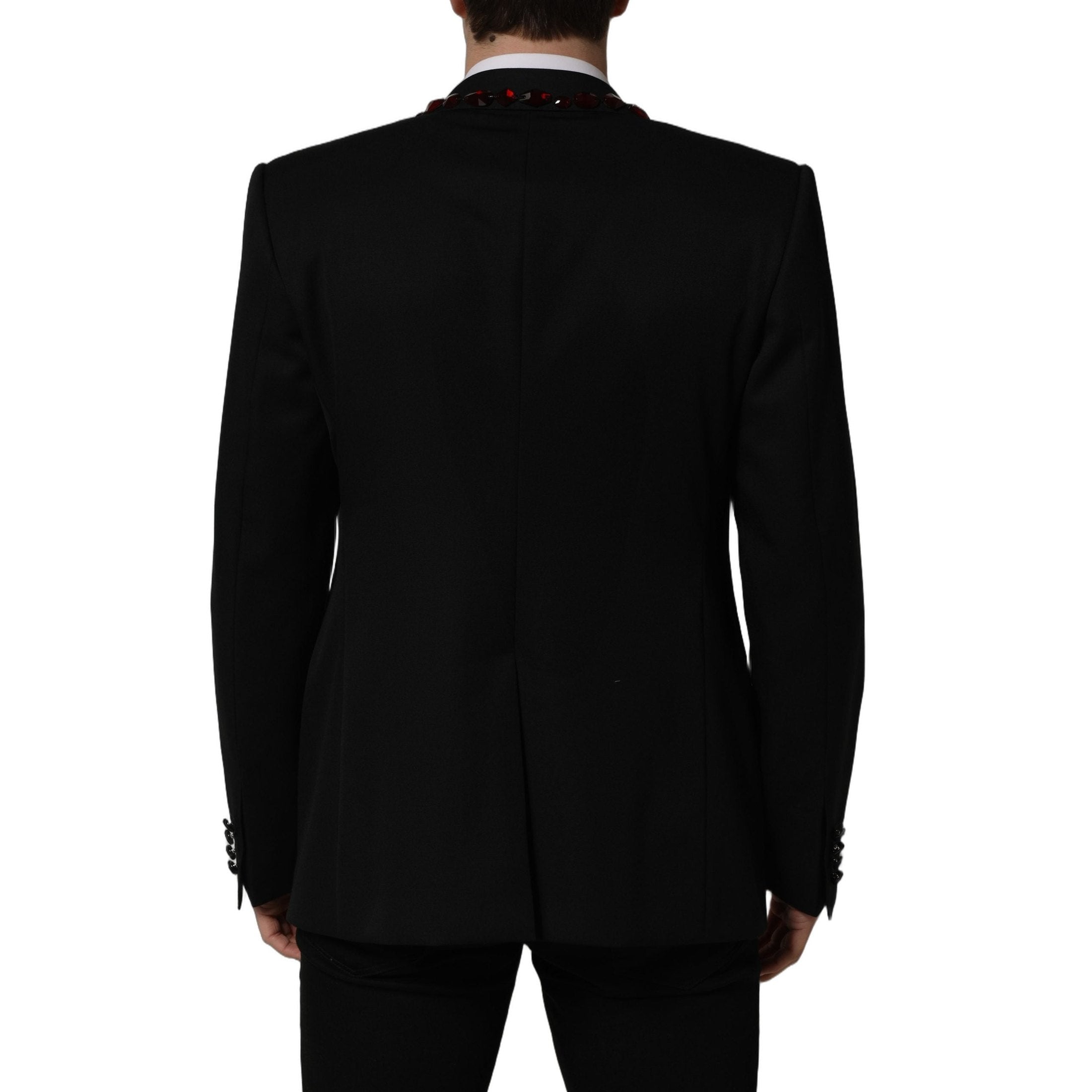 Dolce & Gabbana Black Crystal Embellished Coat Blazer Jacket