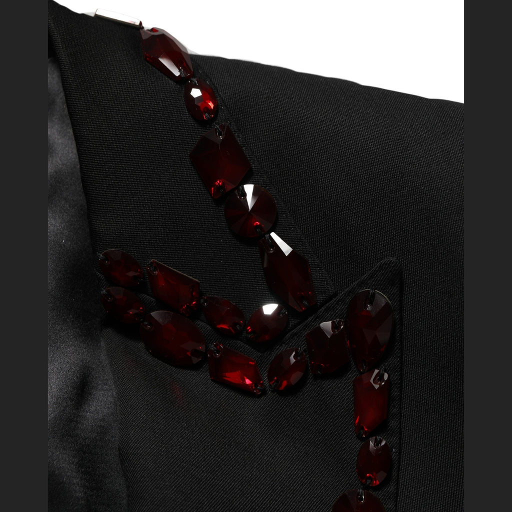 Dolce & Gabbana Black Crystal Embellished Coat Blazer Jacket