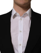 Dolce & Gabbana black wool men's blazer jacket with single-breasted design and notch lapel, tailored fit for a sophisticated look.