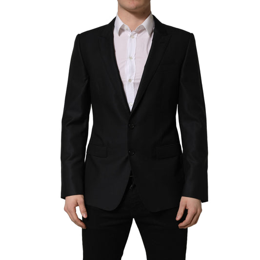 Dolce & Gabbana Black Wool Single Breasted Men Blazer Jacket