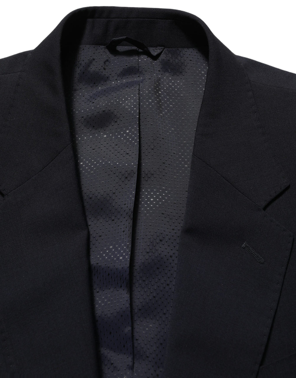 Dark blue wool men's blazer jacket by Dolce & Gabbana, single-breasted design with structured fit and classic lapel.