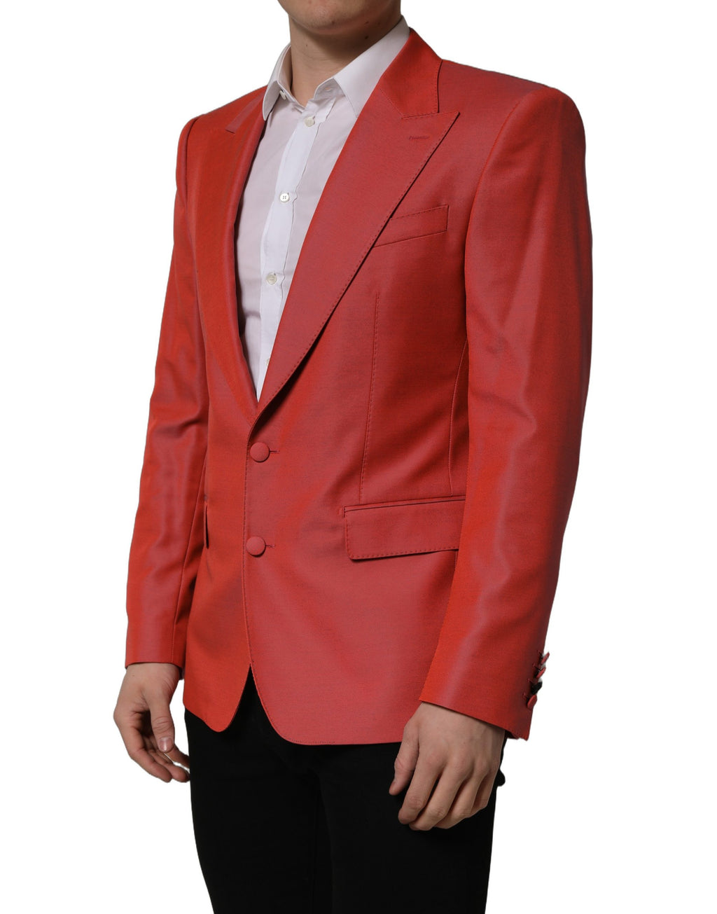 Dolce & Gabbana Red Wool Single Breasted Men Blazer Jacket
