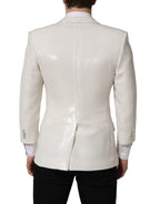 Dolce & Gabbana white viscose blazer jacket with single-breasted design and classic lapel, tailored fit, and stylish look.