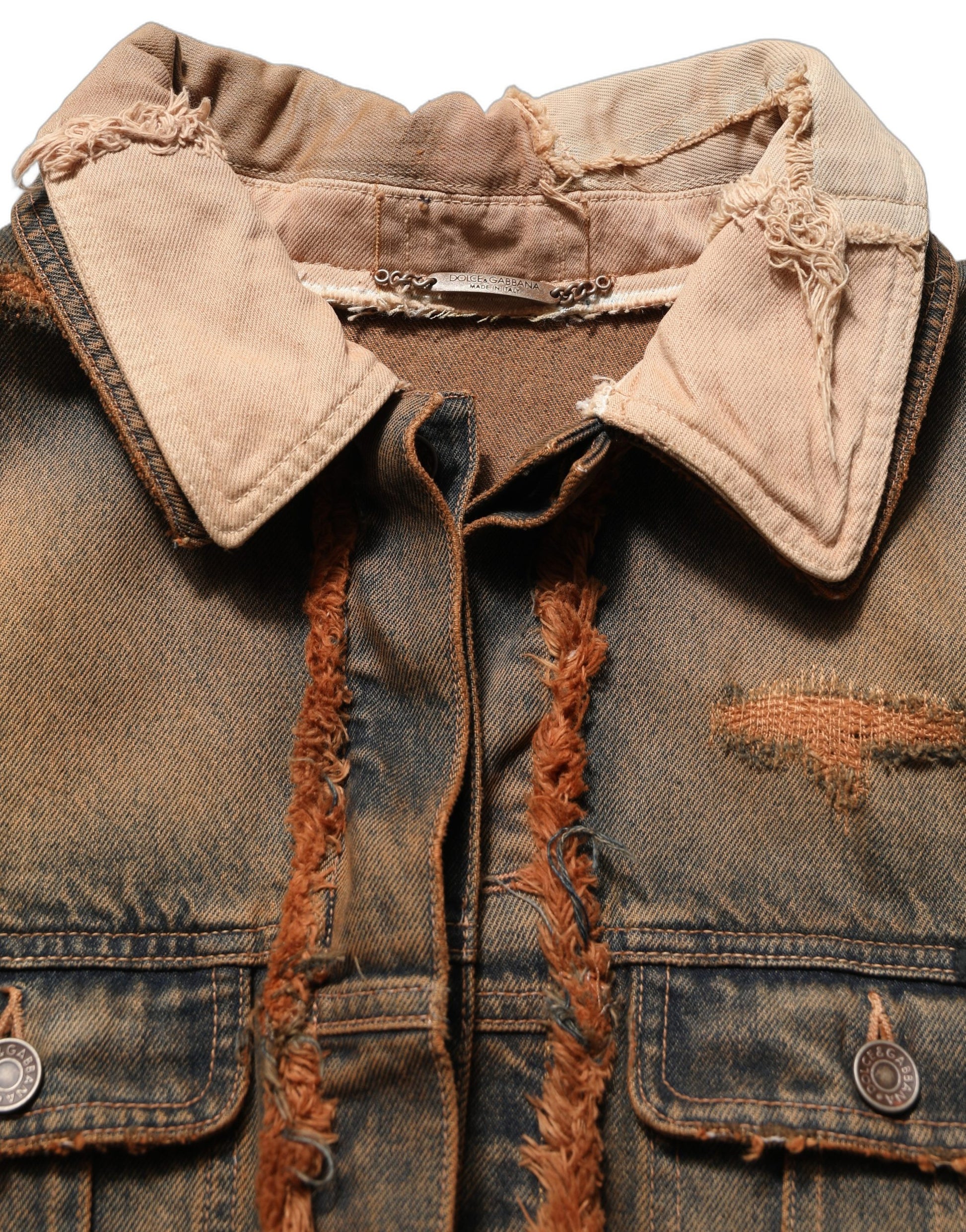 Dolce & Gabbana Multicolor Raw Cut Panelled Denim Men Jacket