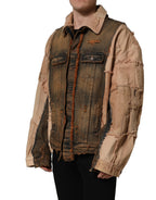 Dolce & Gabbana multicolor raw cut panelled denim men's jacket with unique design and bold color accents.