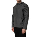 Dolce & Gabbana Gray Cotton Men Hooded Full Zip Bomber Jacket