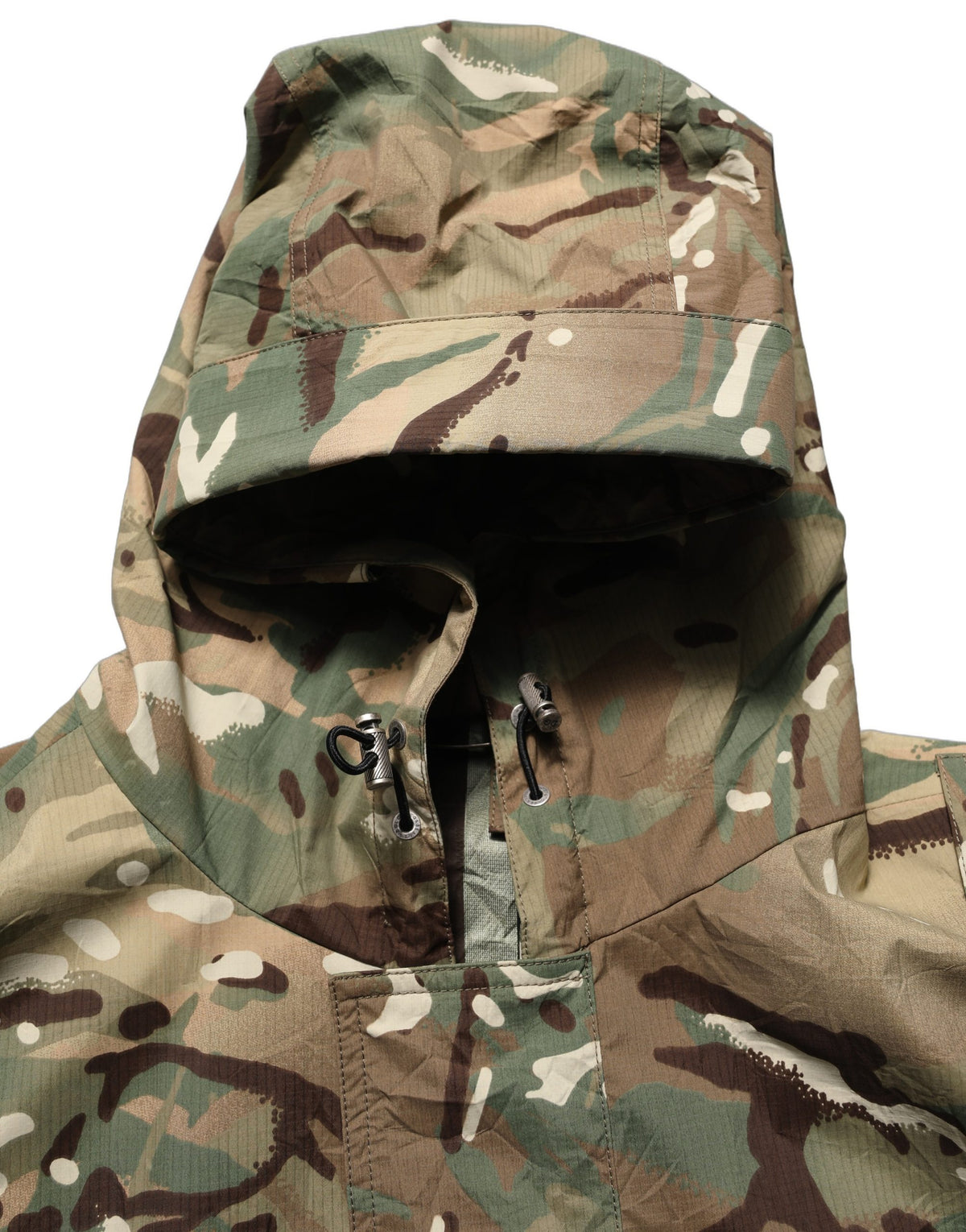 Dolce & Gabbana multicolor camouflage hooded coat jacket displayed on a hanger, showcasing its vibrant pattern and stylish design.