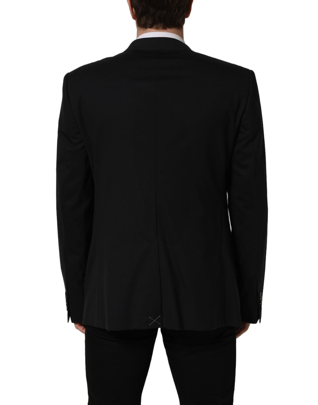 Dolce & Gabbana black wool blazer jacket with single-breasted design and notch lapel, tailored and stylish for men.