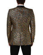 Dolce & Gabbana Gold Leopard Single Breasted Men Coat Jacket