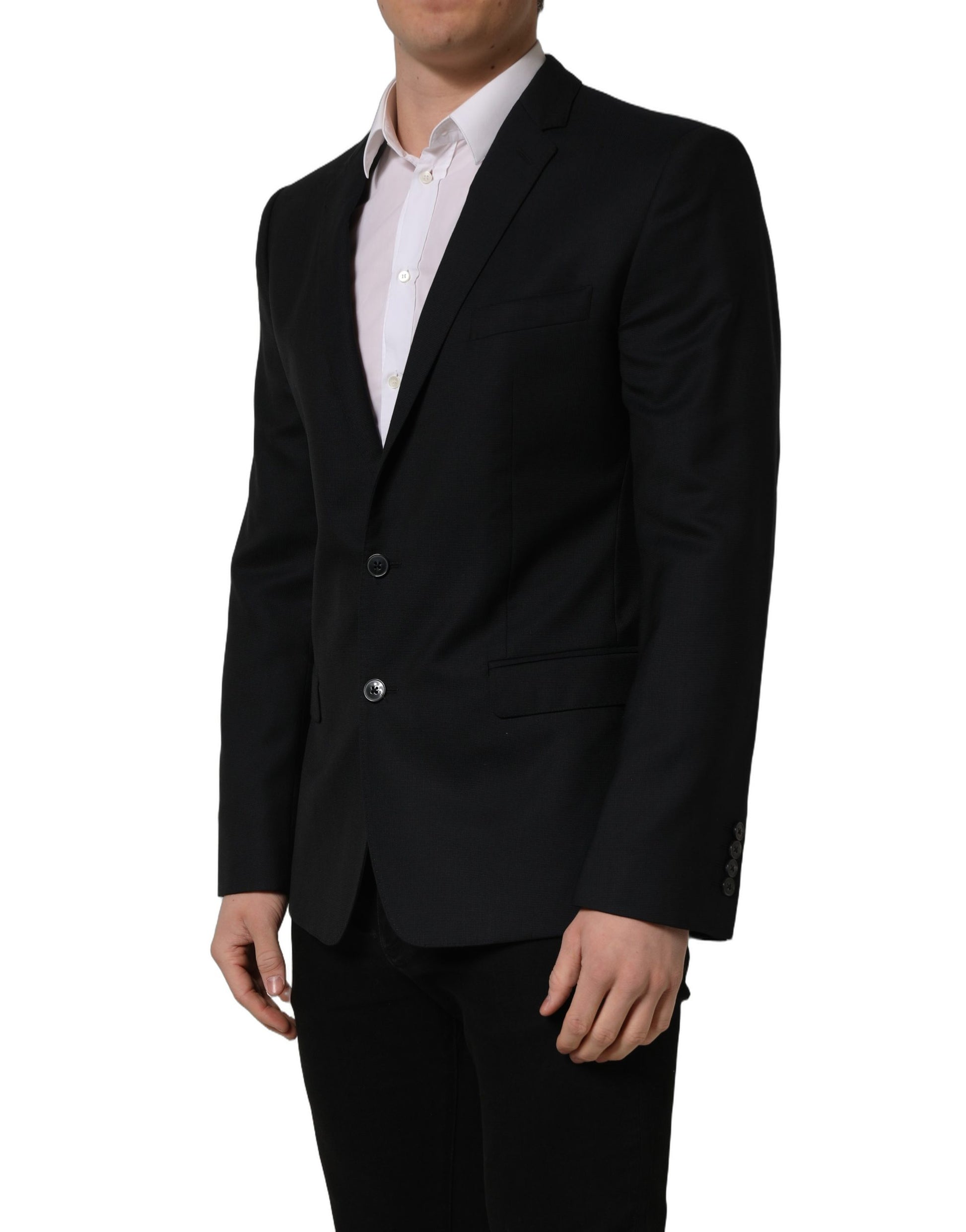 Dolce & Gabbana Black Wool Single Breasted Blazer Jacket