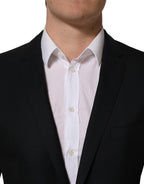 Dark blue wool blazer jacket by Dolce & Gabbana, featuring a single-breasted design and classic tailored fit.