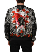 Dolce & Gabbana Multicolor Majolica Bull Print Bomber Jacket