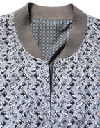 Dolce & Gabbana Light Blue Cotton Car Print Bomber Jacket