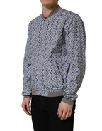 Dolce & Gabbana Light Blue Cotton Car Print Bomber Jacket