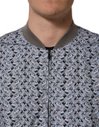 Dolce & Gabbana Light Blue Cotton Car Print Bomber Jacket