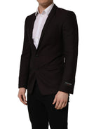 Dolce & Gabbana brown wool single-breasted men's jacket with gold buttons, tailored fit, stylish outerwear for men.