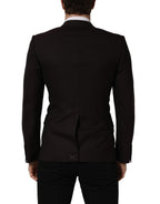 Dolce & Gabbana brown wool single-breasted men's jacket with gold accents, stylish and tailored for a sophisticated look.