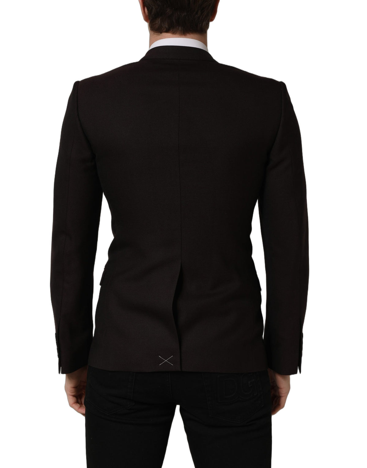 Dolce & Gabbana brown wool single-breasted men's jacket with gold accents, stylish and tailored for a sophisticated look.