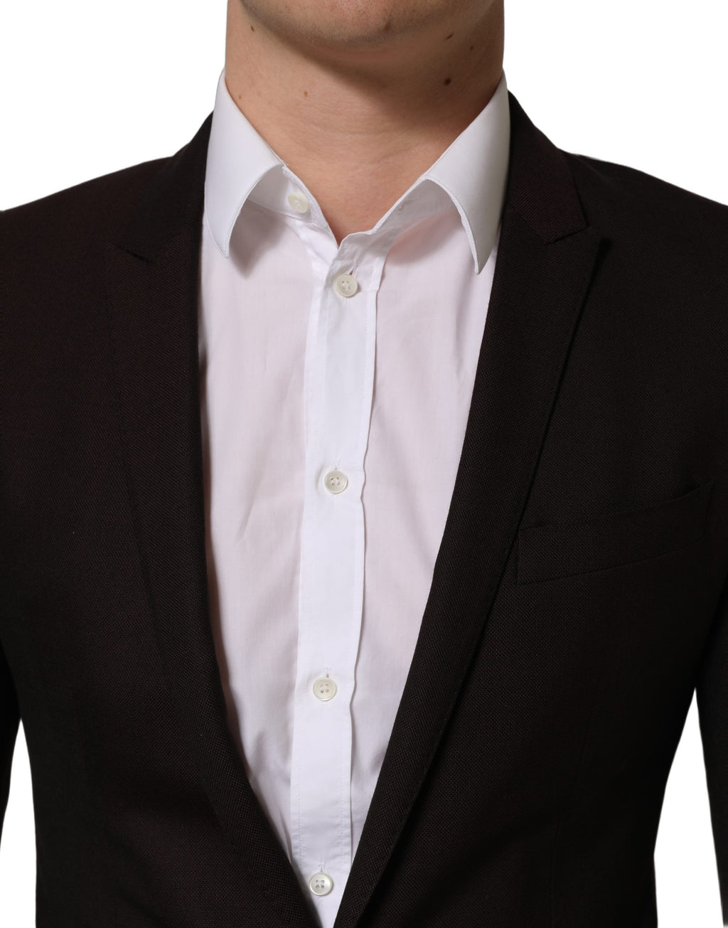 Dolce & Gabbana brown wool men's single-breasted jacket with gold accents, tailored fit, and classic style.
