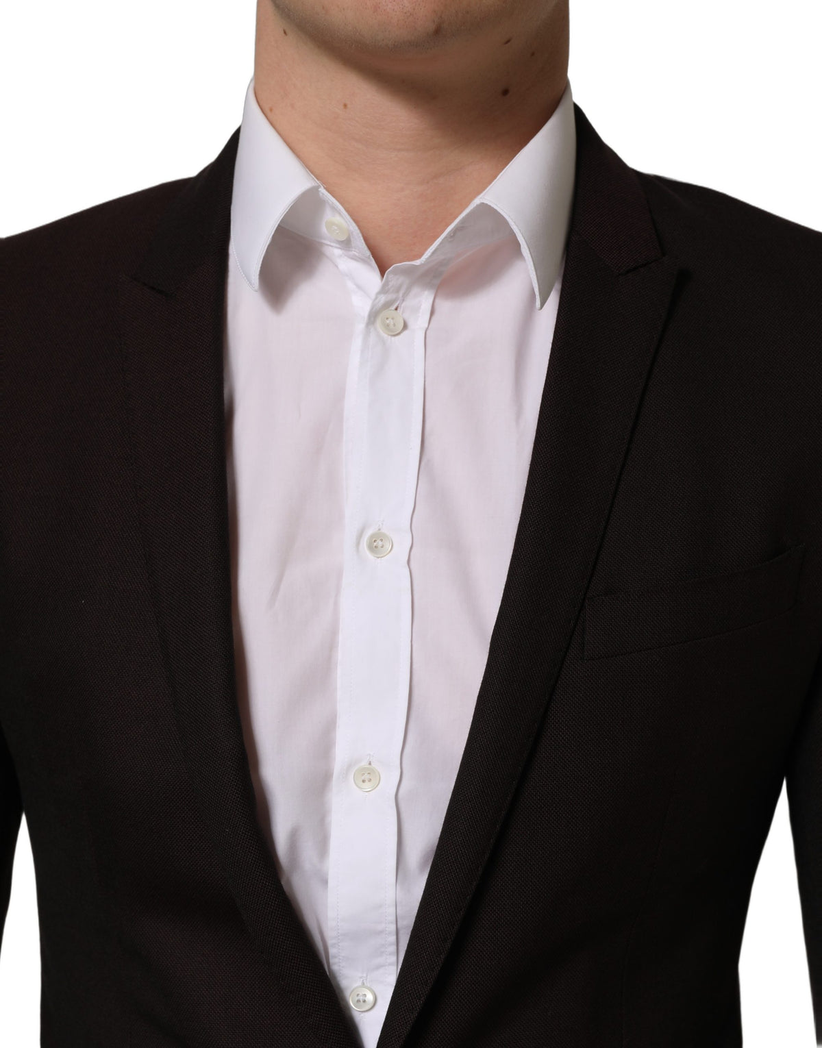 Dolce & Gabbana brown wool men's single-breasted jacket with gold accents, tailored fit, and classic style.